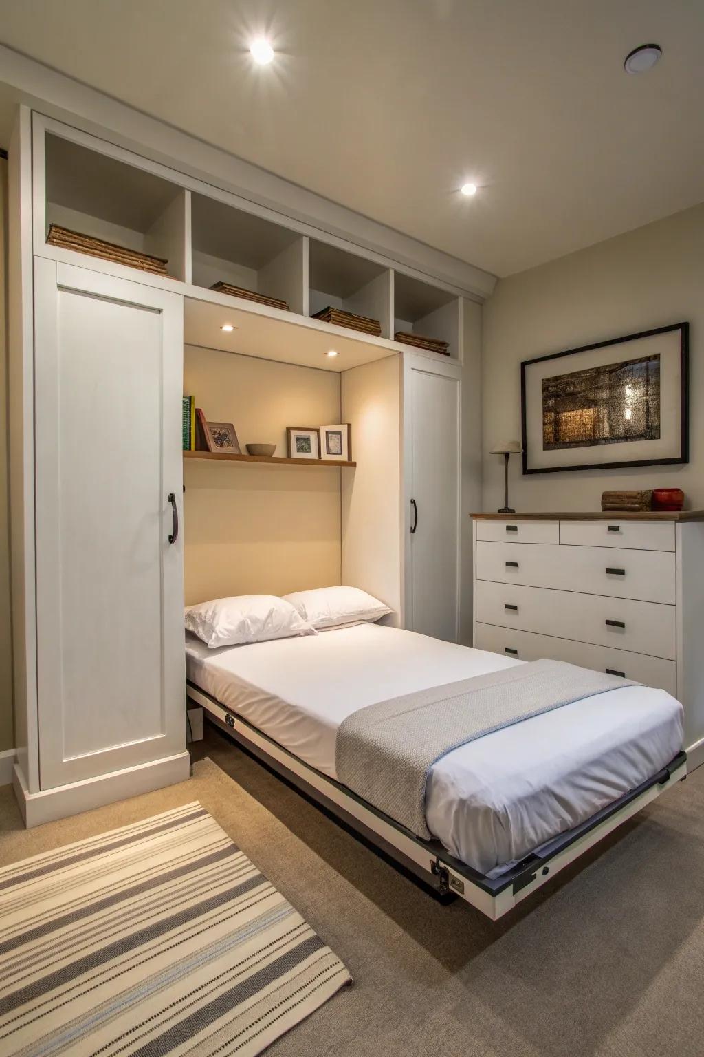 Murphy beds create dual-purpose spaces effortlessly.