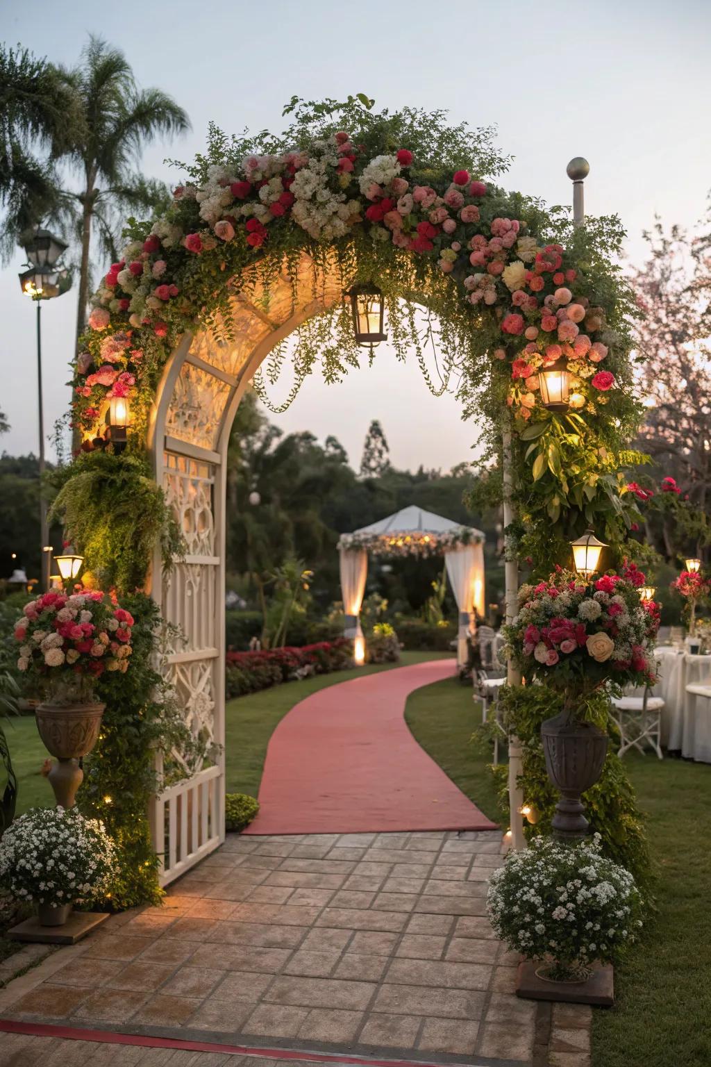 Entrance arches set the stage for an enchanted evening.