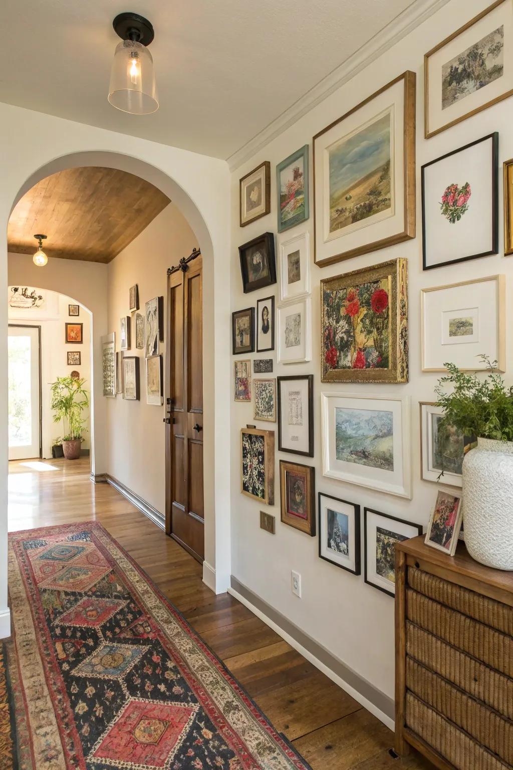 Gallery walls personalize and add visual interest.