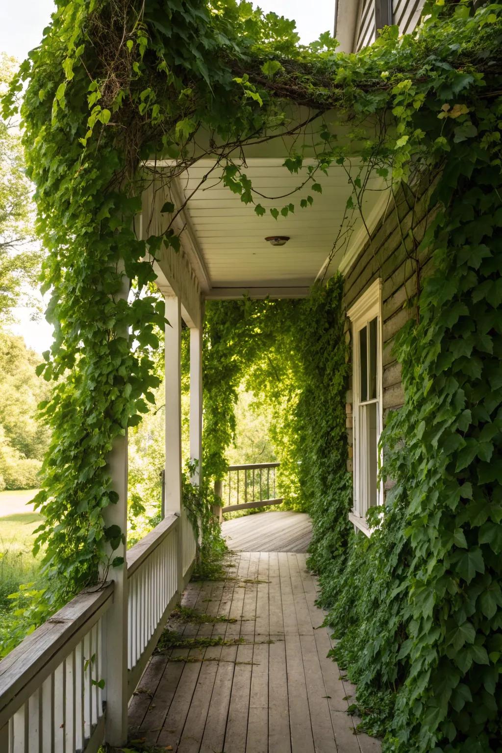 Vines creating a natural canopy of shade.