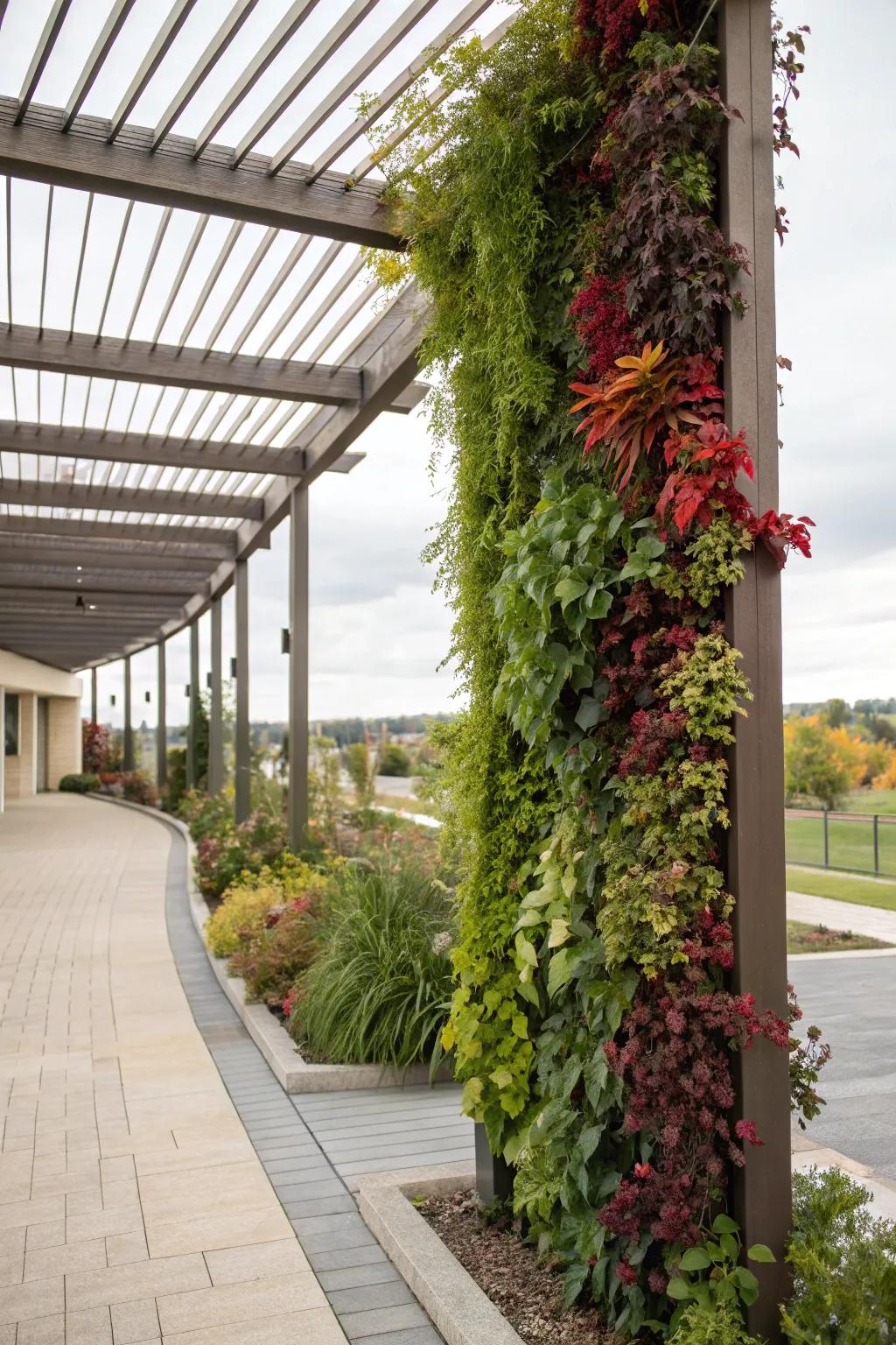 Bring greenery into your pergola with a vertical garden.