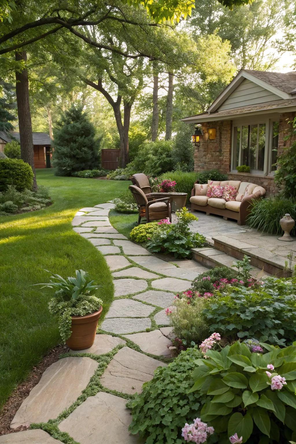 Lead guests in with a charming natural stone pathway.