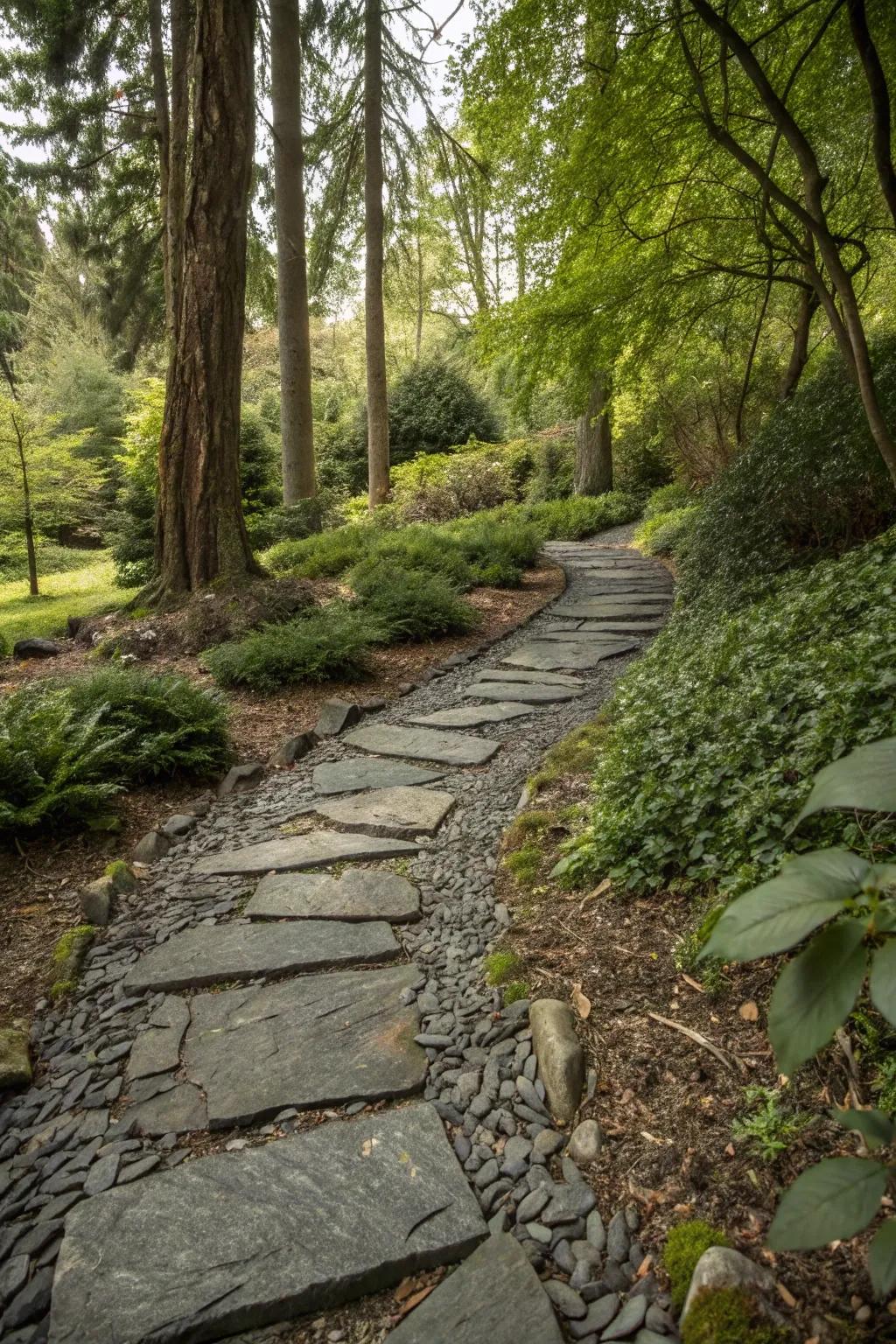 Blend your garden paths into the landscape with naturalistic slate chippings.