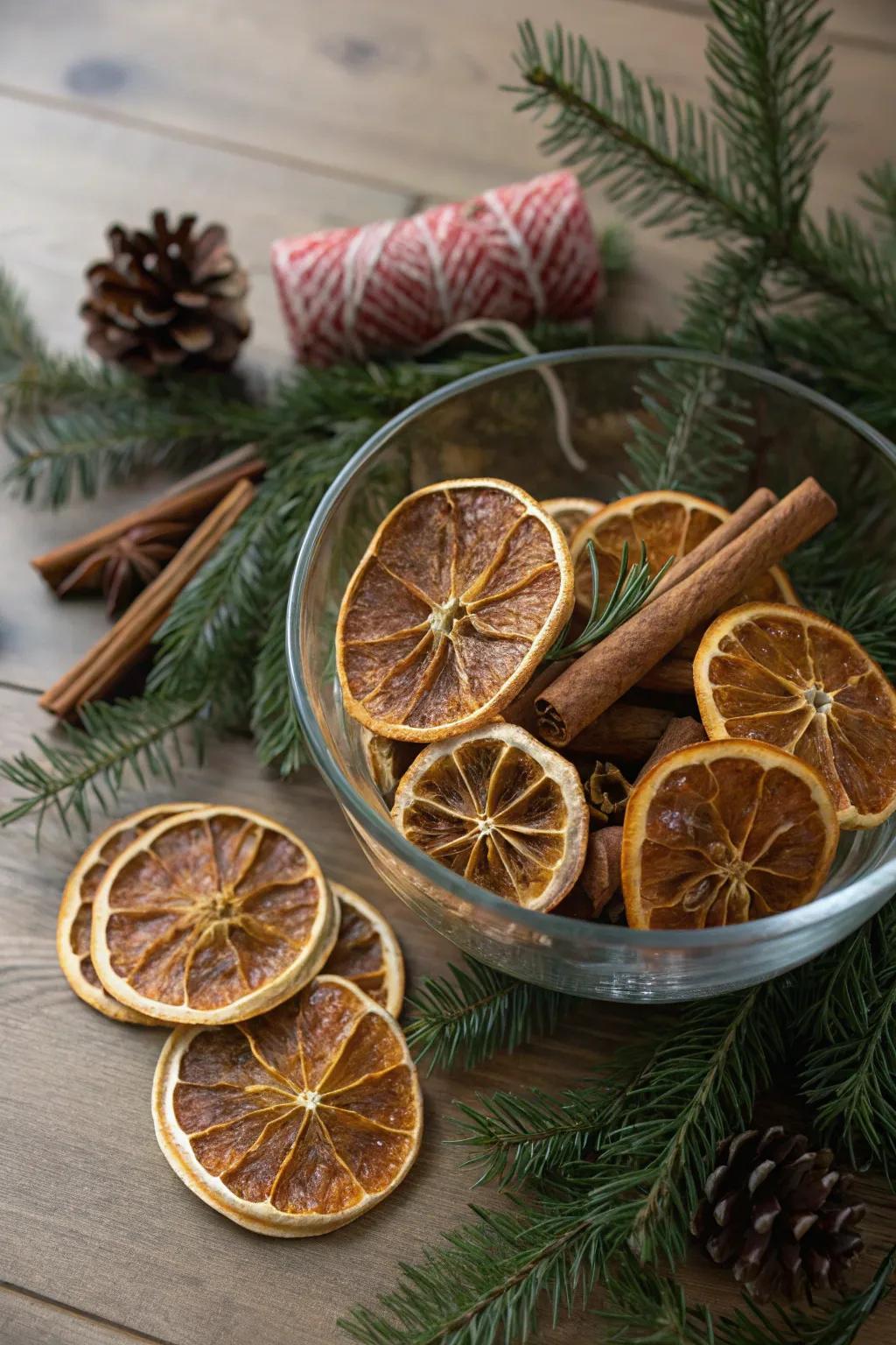 A fragrant combination of citrus and spice in a glass bowl.