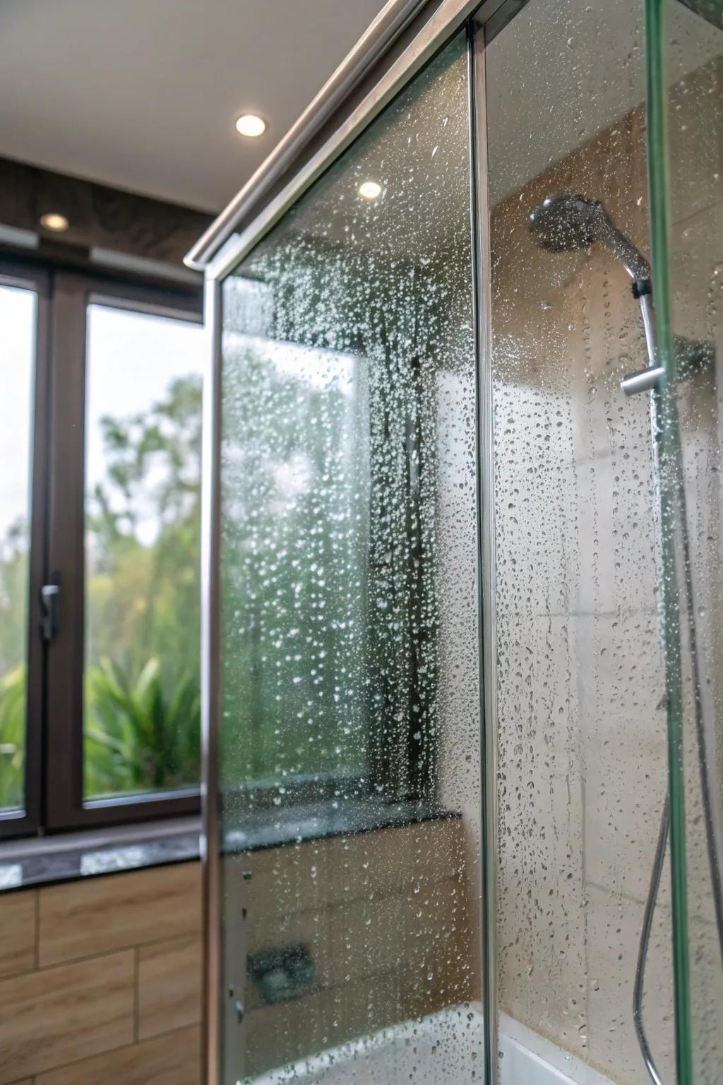 Rain glass adds texture and privacy.