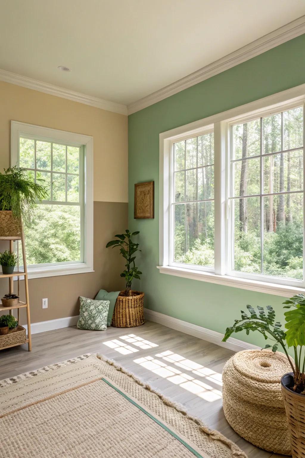 A room with eco-friendly, low-VOC painted walls.