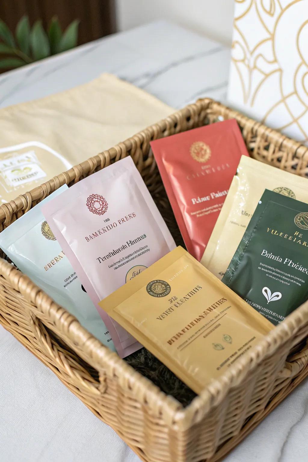 Pamper your guests with a selection of facial masks.