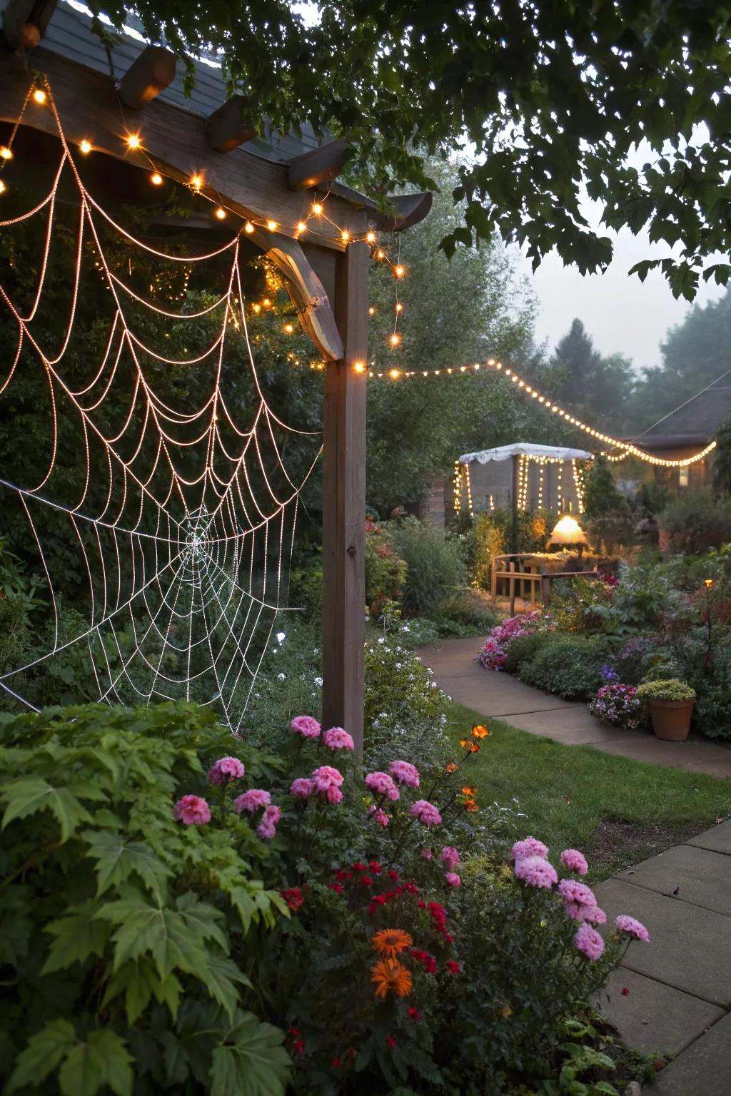 Enhance your decor with twinkling spider webs.