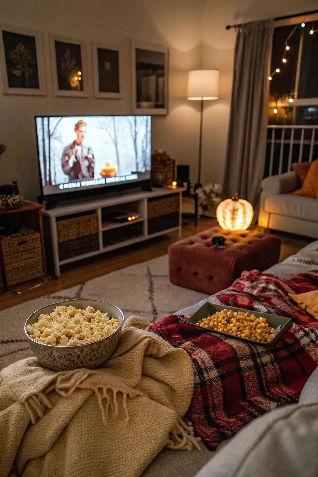 Have a Halloween movie marathon with friends and family.