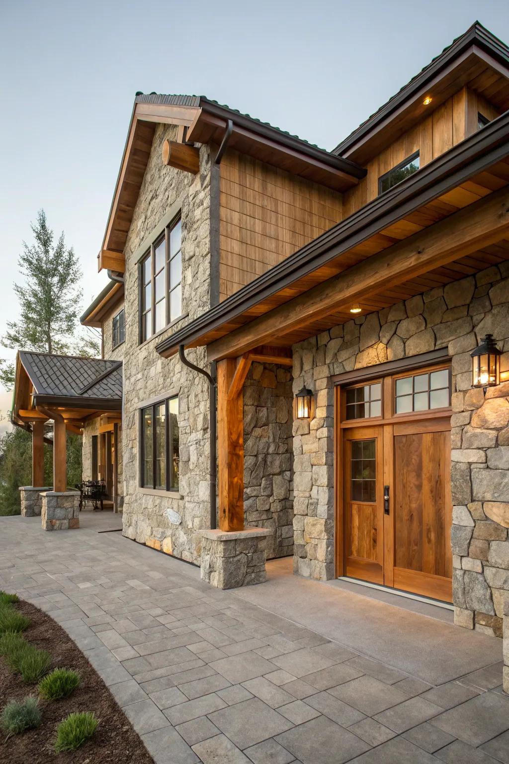 A harmonious blend of stone and wood.