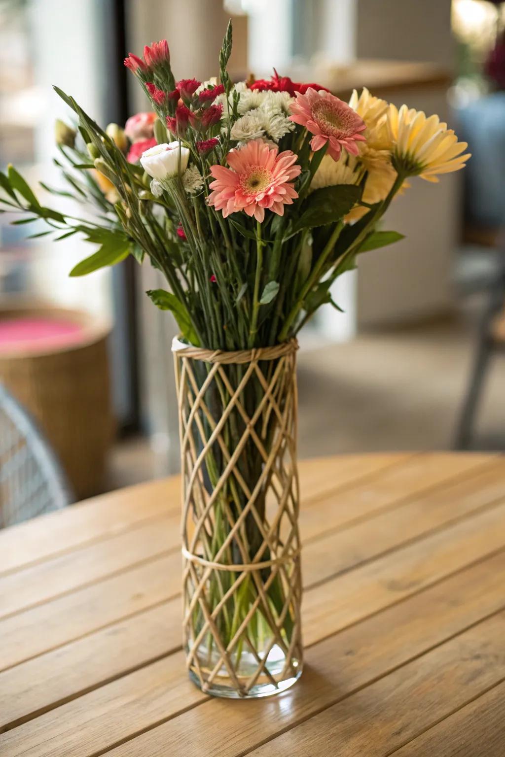 A balanced bouquet using the criss-cross method.