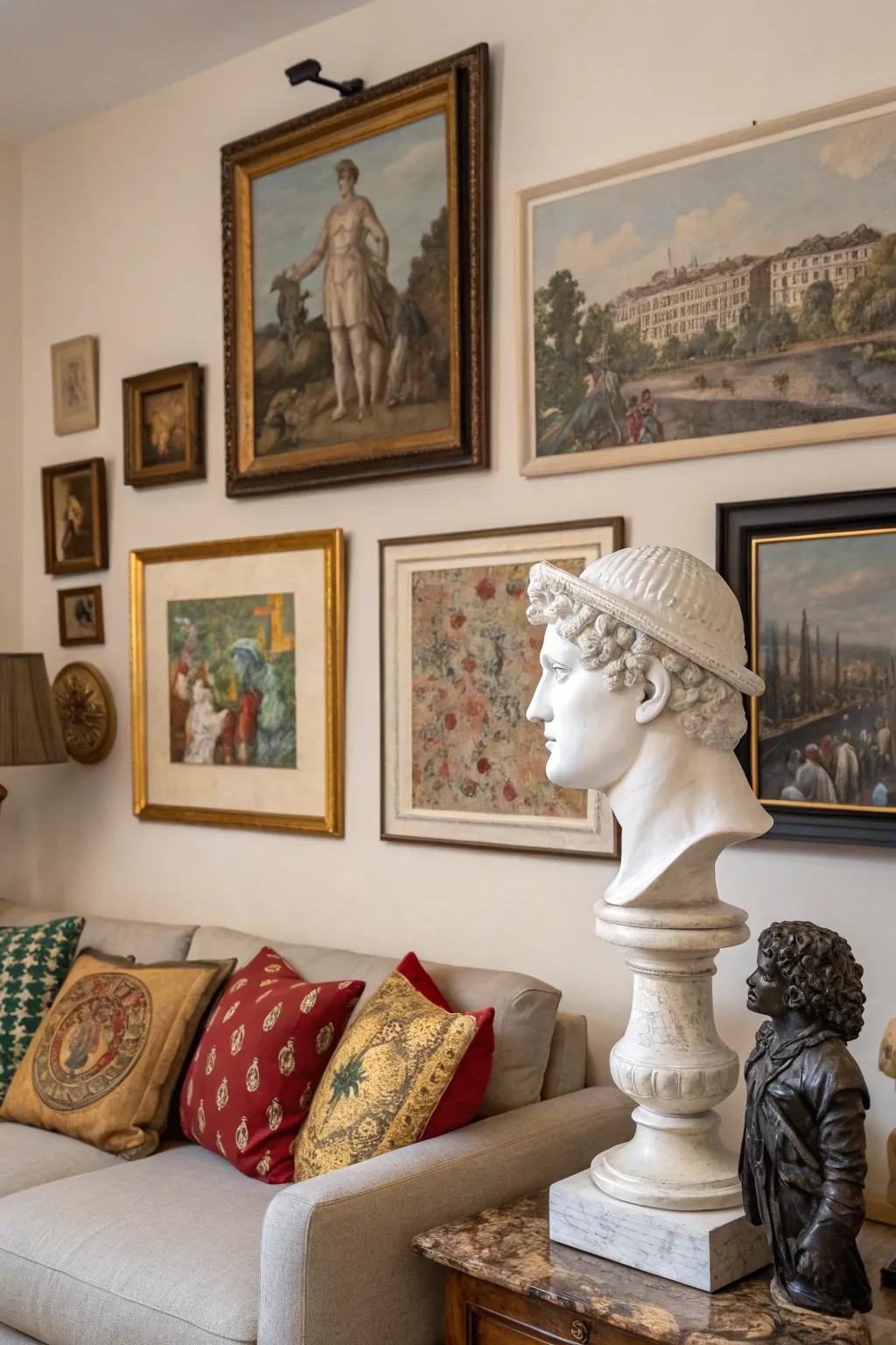 Eclectic wall art adds personality to any room.