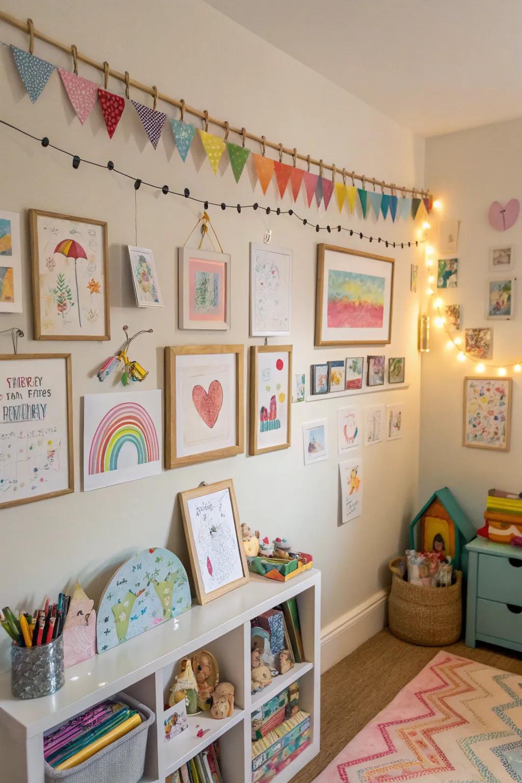 DIY art displays encourage creativity and pride.