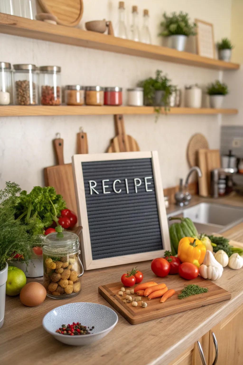 Get inspired to cook with a weekly recipe on your letter board.