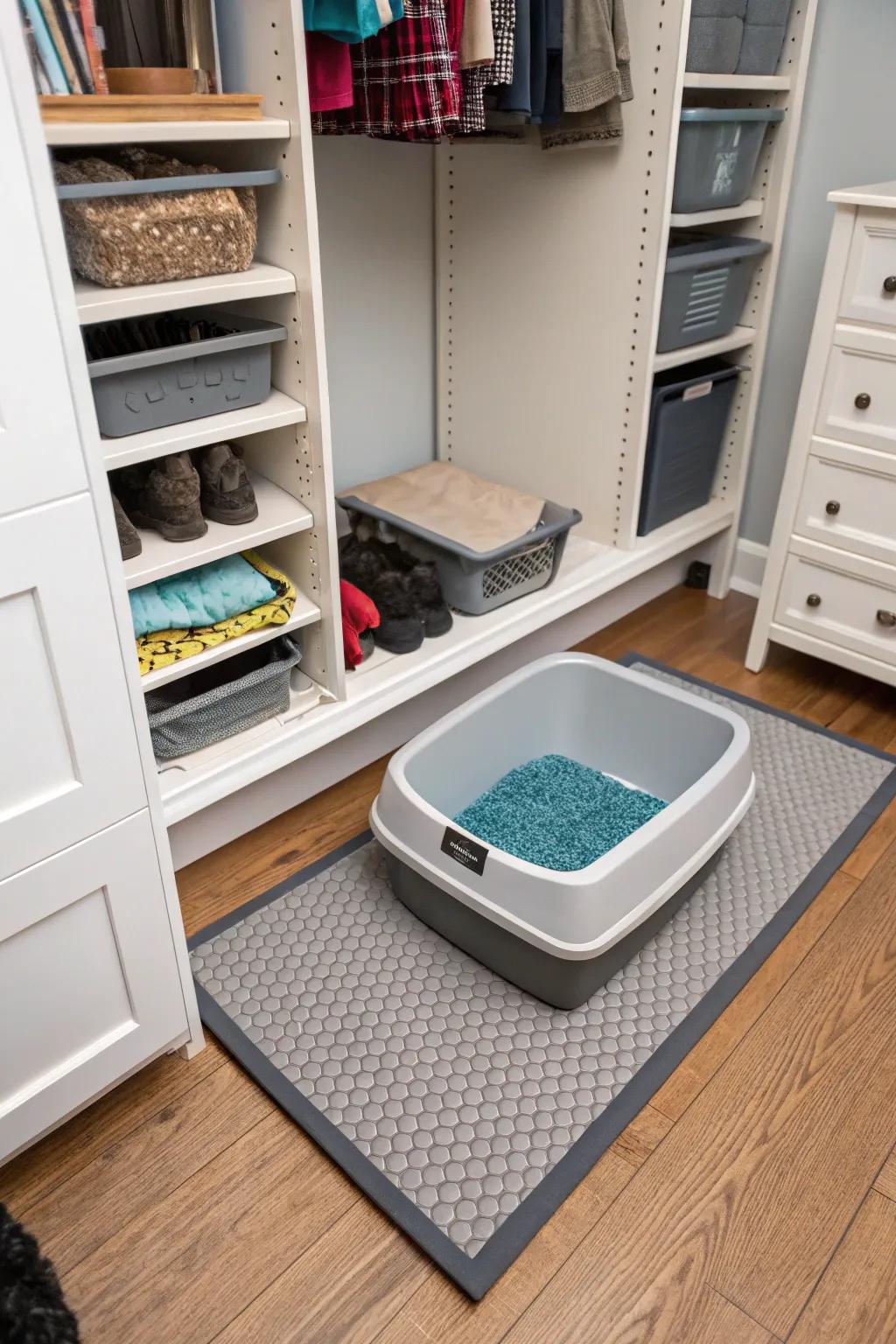 Protect your closet floor with a waterproof mat.