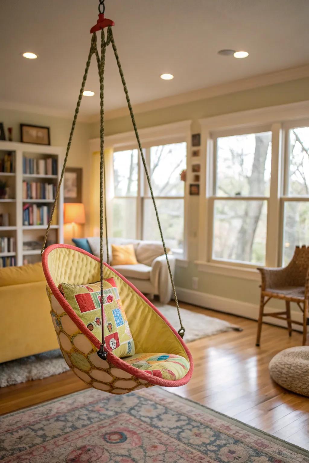 Playful furniture adding a fun touch to a living room.