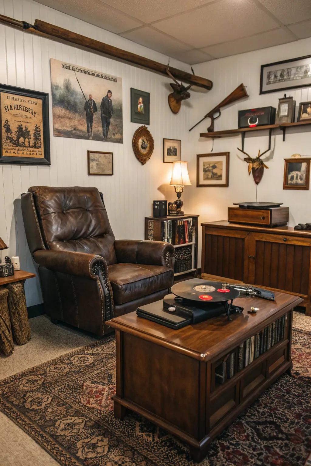 Embrace timeless elegance in a vintage man cave.