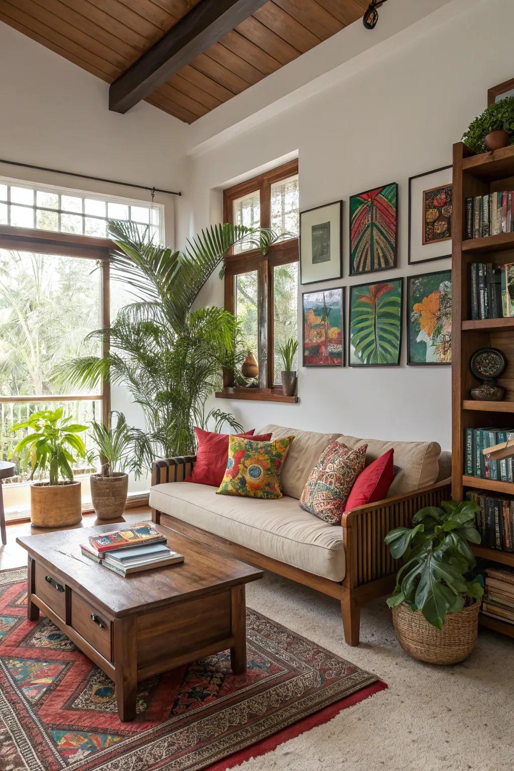 An eclectic mix of styles creates a personalized tropical retreat.