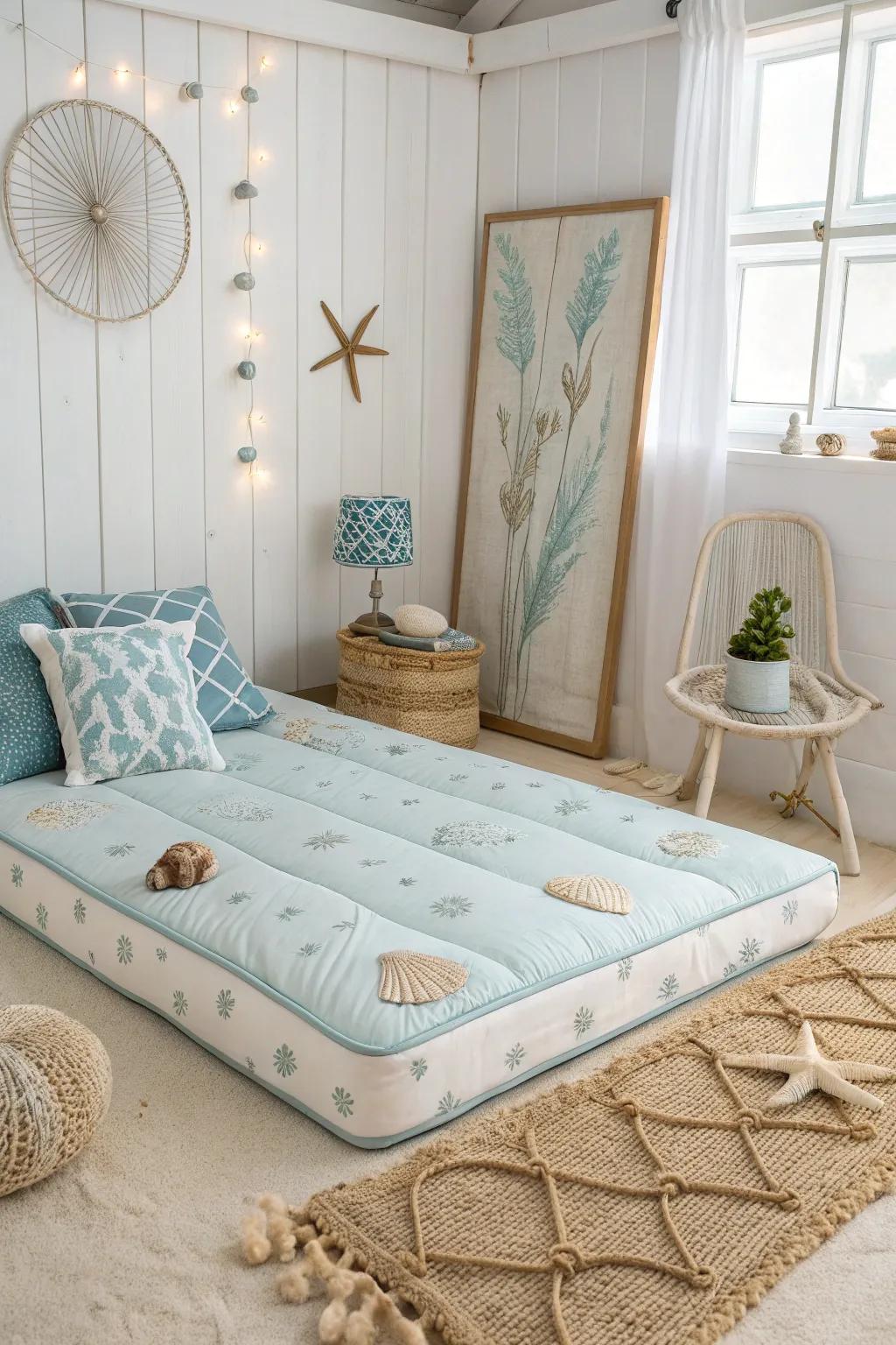 Beach-inspired decor brings a soothing ambiance to your bedroom.