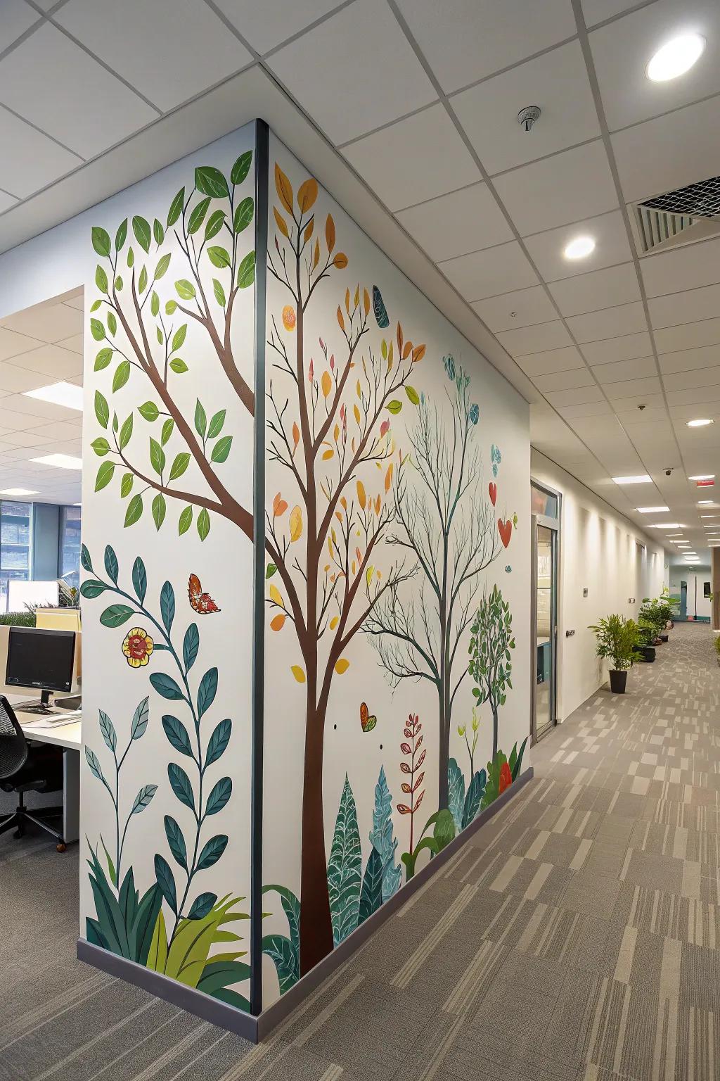 Blend creativity and nature with abstract nature murals.