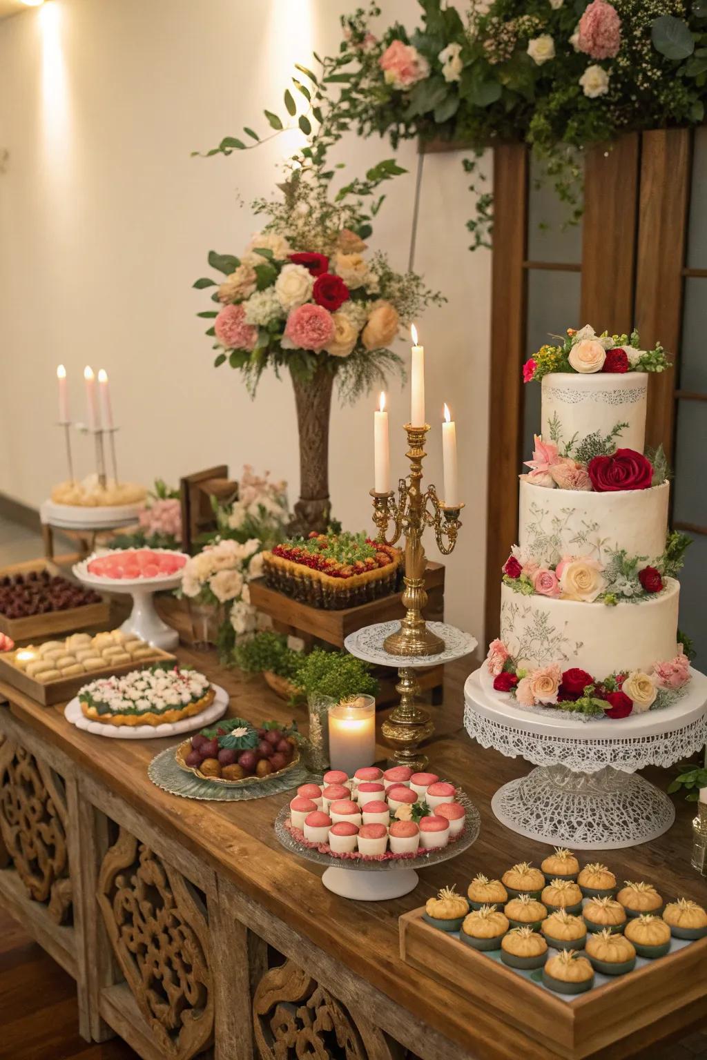 A themed dessert table at a pasni ceremony.