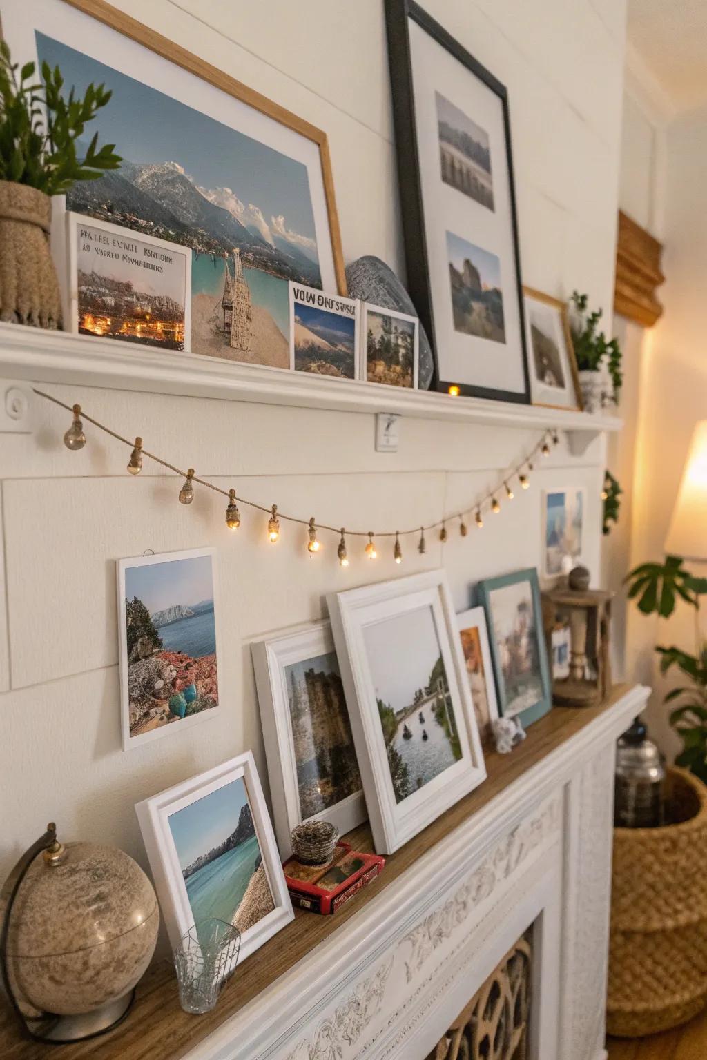 Personalize your ledge with cherished photos for a warm touch.