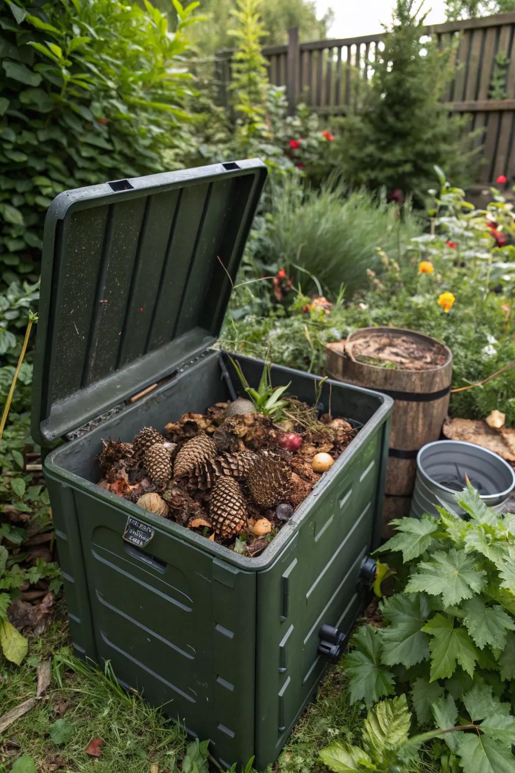 Pinecones serve as a beneficial component in compost.