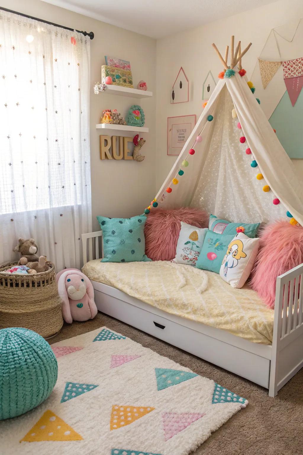 A versatile playroom with a dual-purpose daybed.