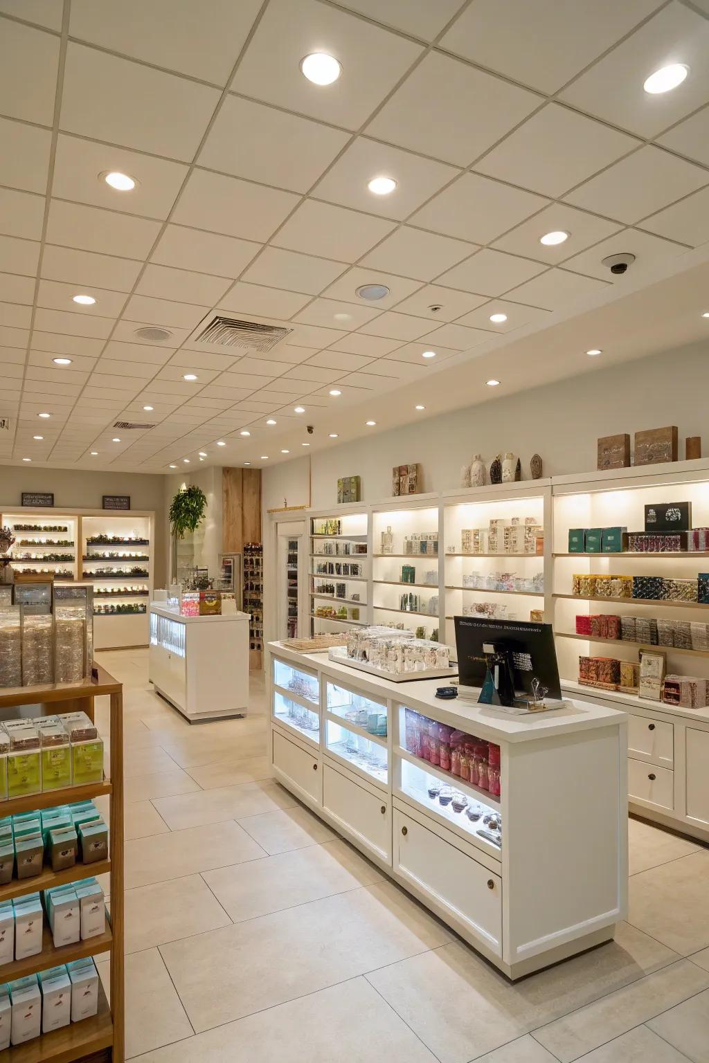 Recessed lighting creating a sleek, modern atmosphere.