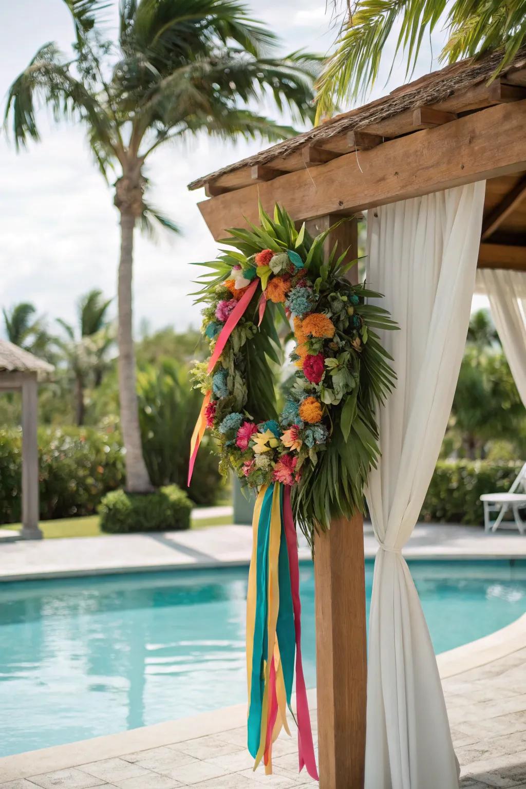 Create a tropical vibe with this colorful paradise wreath.