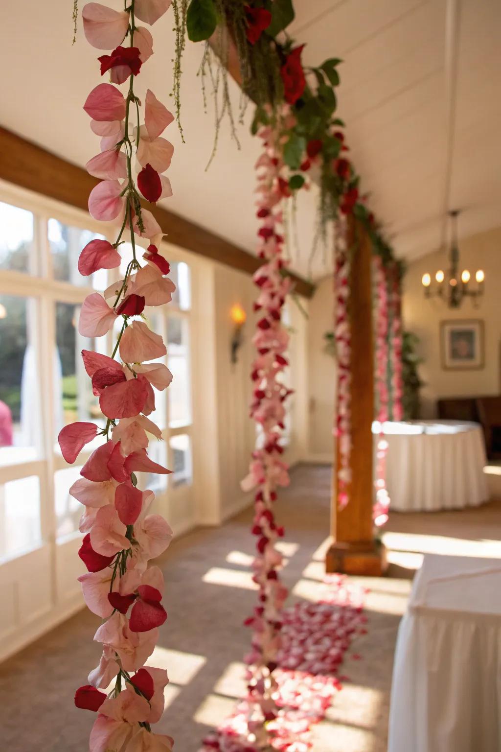 A delicate garland crafted from rose petals