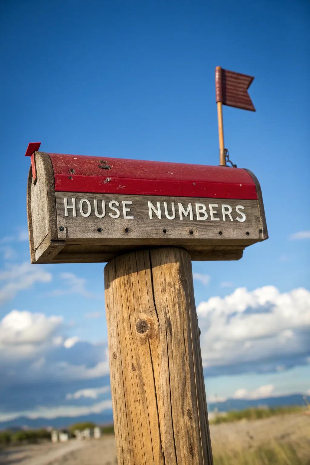 Embedded house numbers add a practical yet stylish touch to this mailbox post.