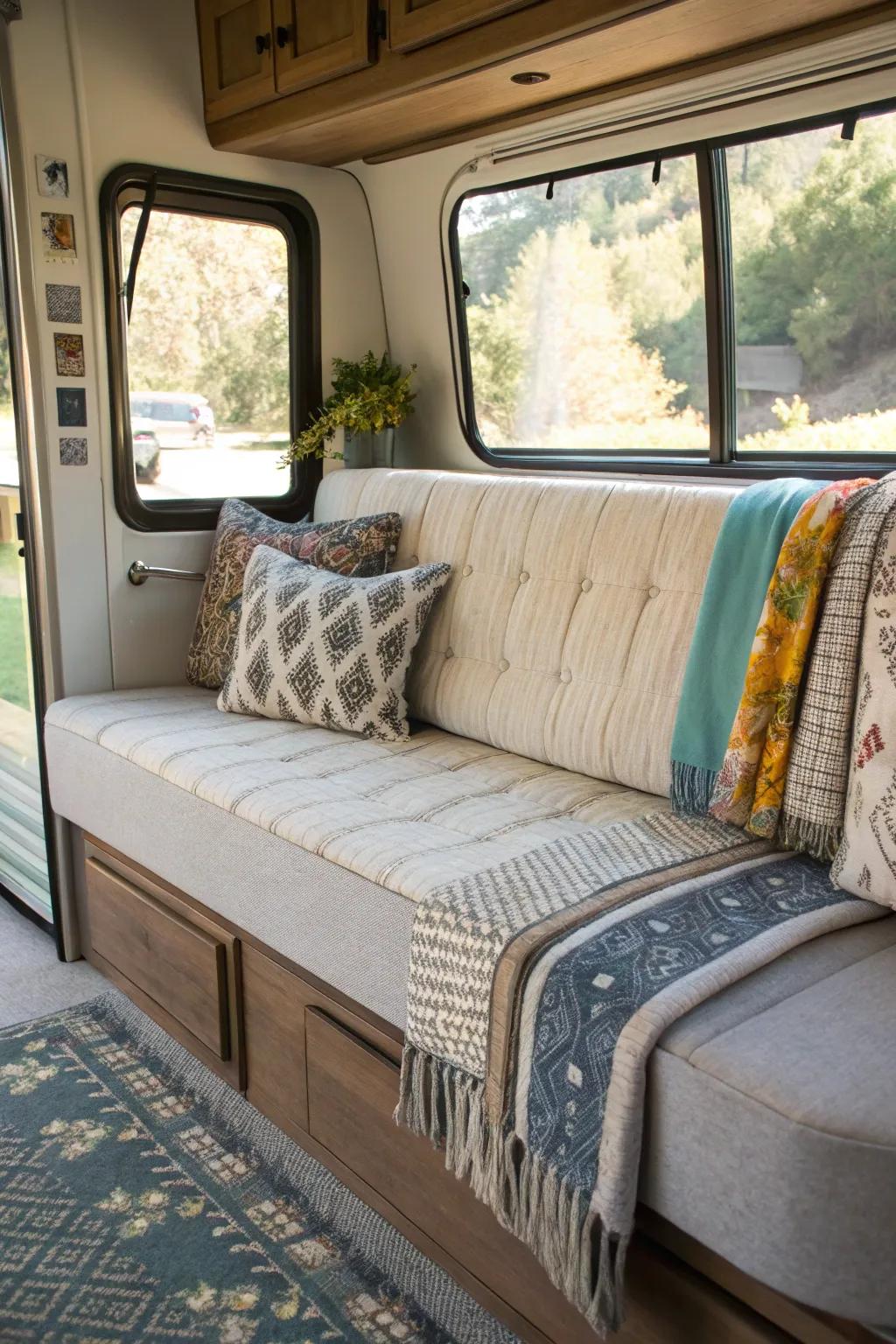 DIY upholstery allows for a personalized RV experience.
