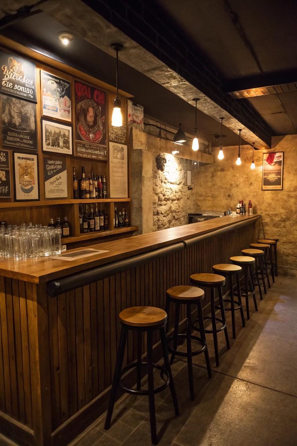 A basement bar adds a social element to your space.