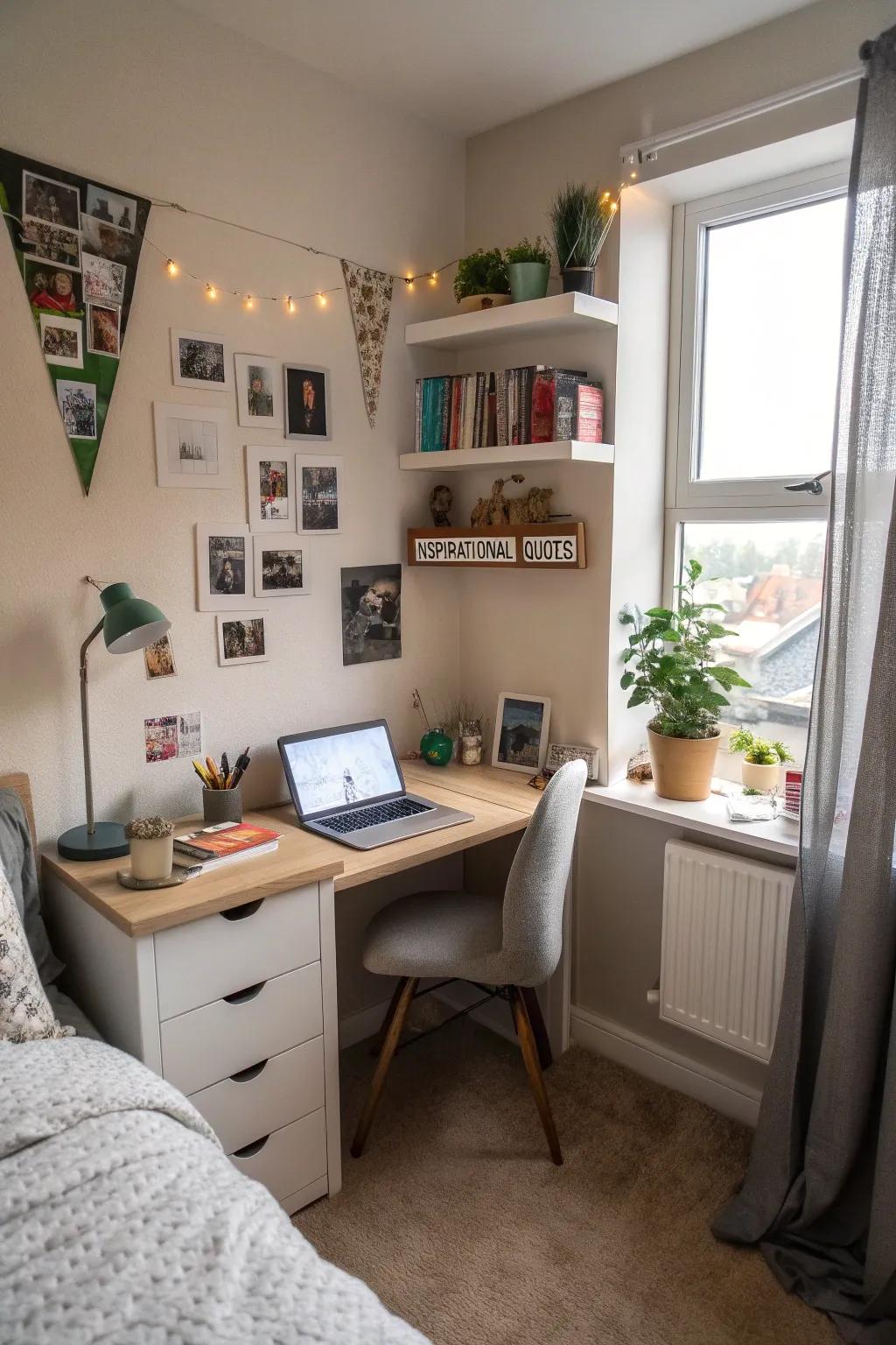 Corner desks maximize underutilized space.