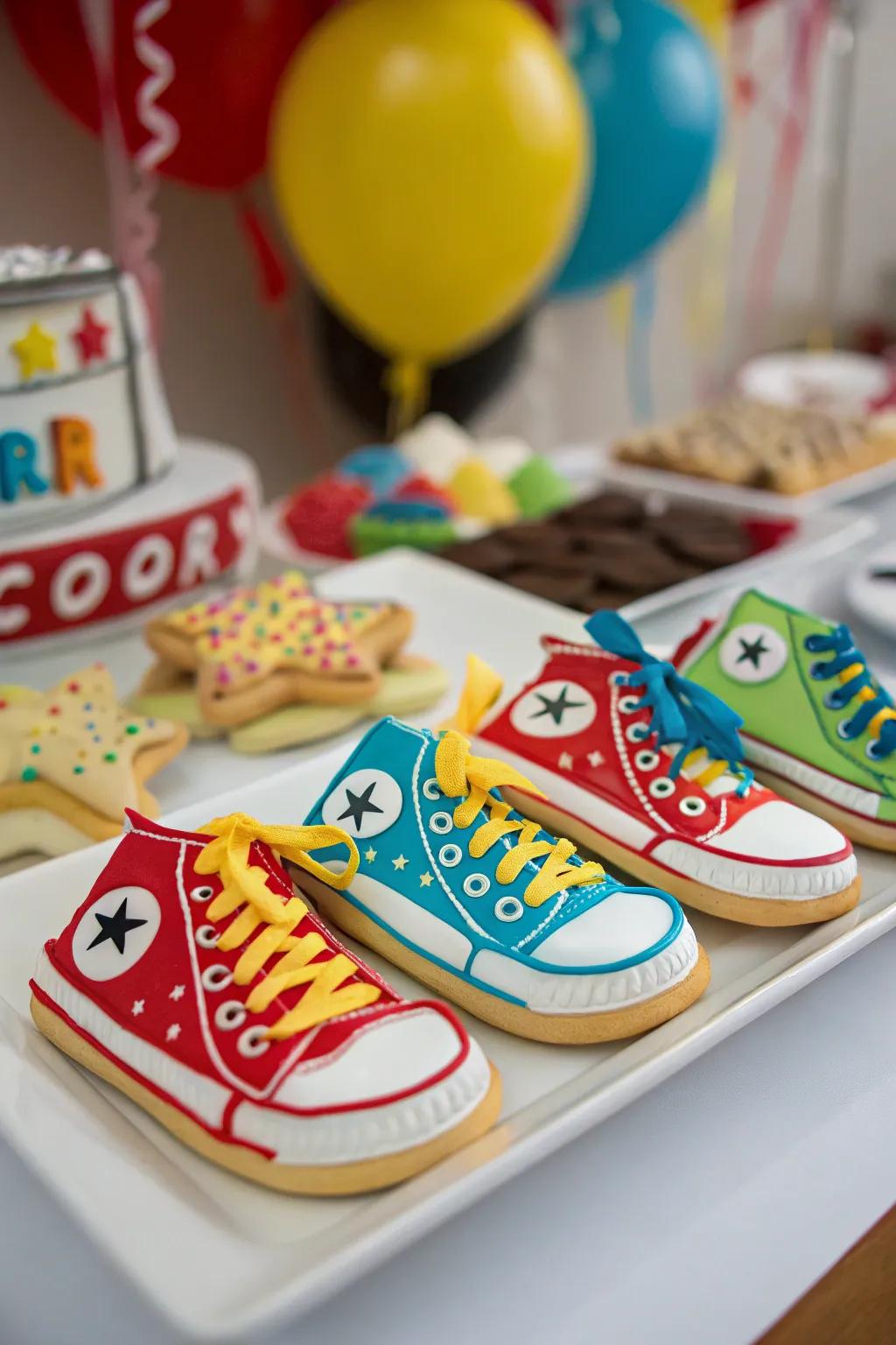 Sneaker-themed snacks bringing a fun twist to the party.