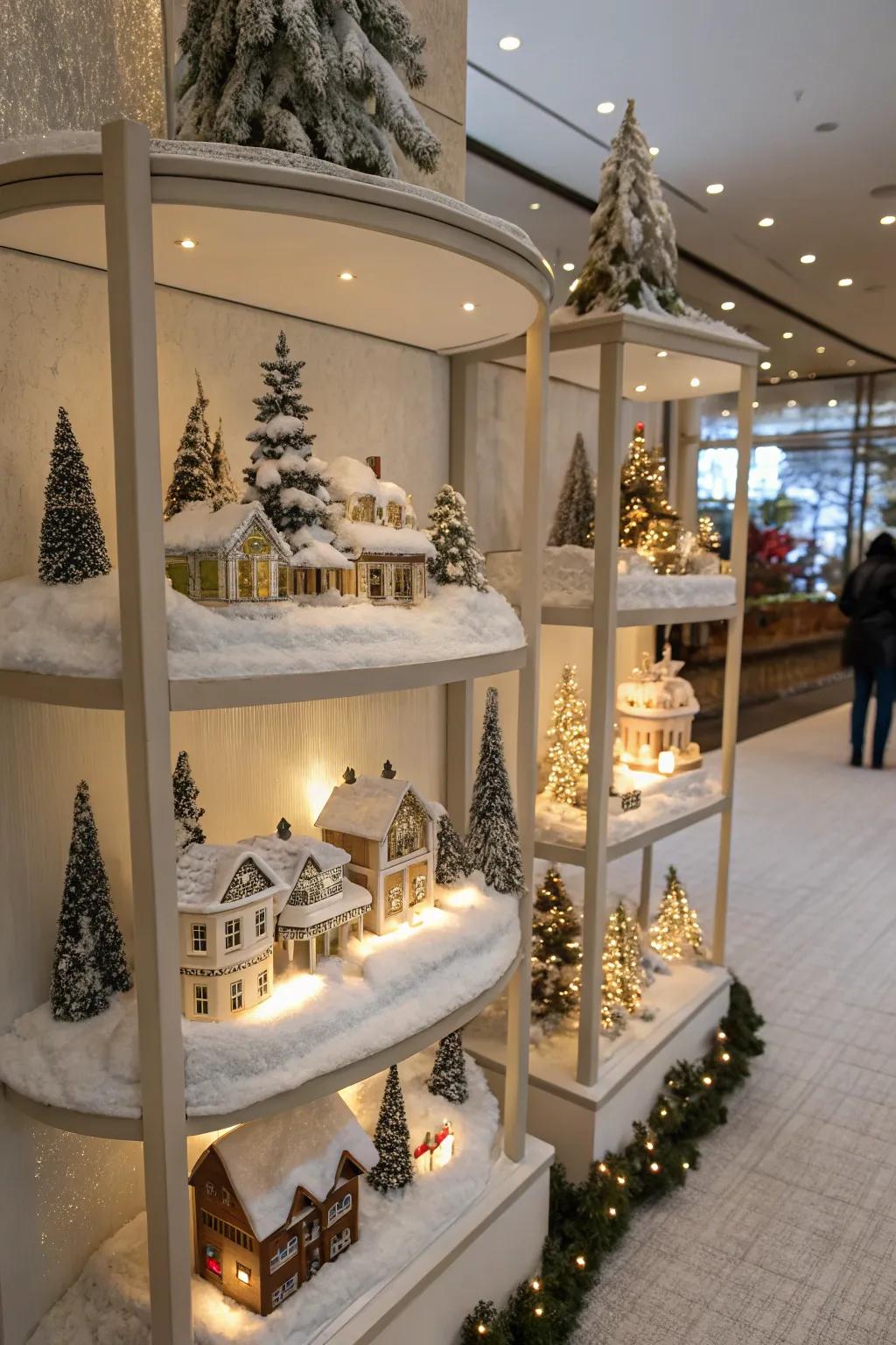 Multi-level shelves create a layered, interesting display.