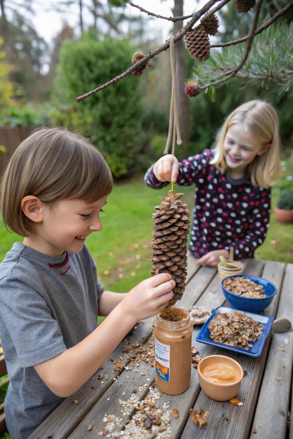 Crafting bird feeders and learning about wildlife