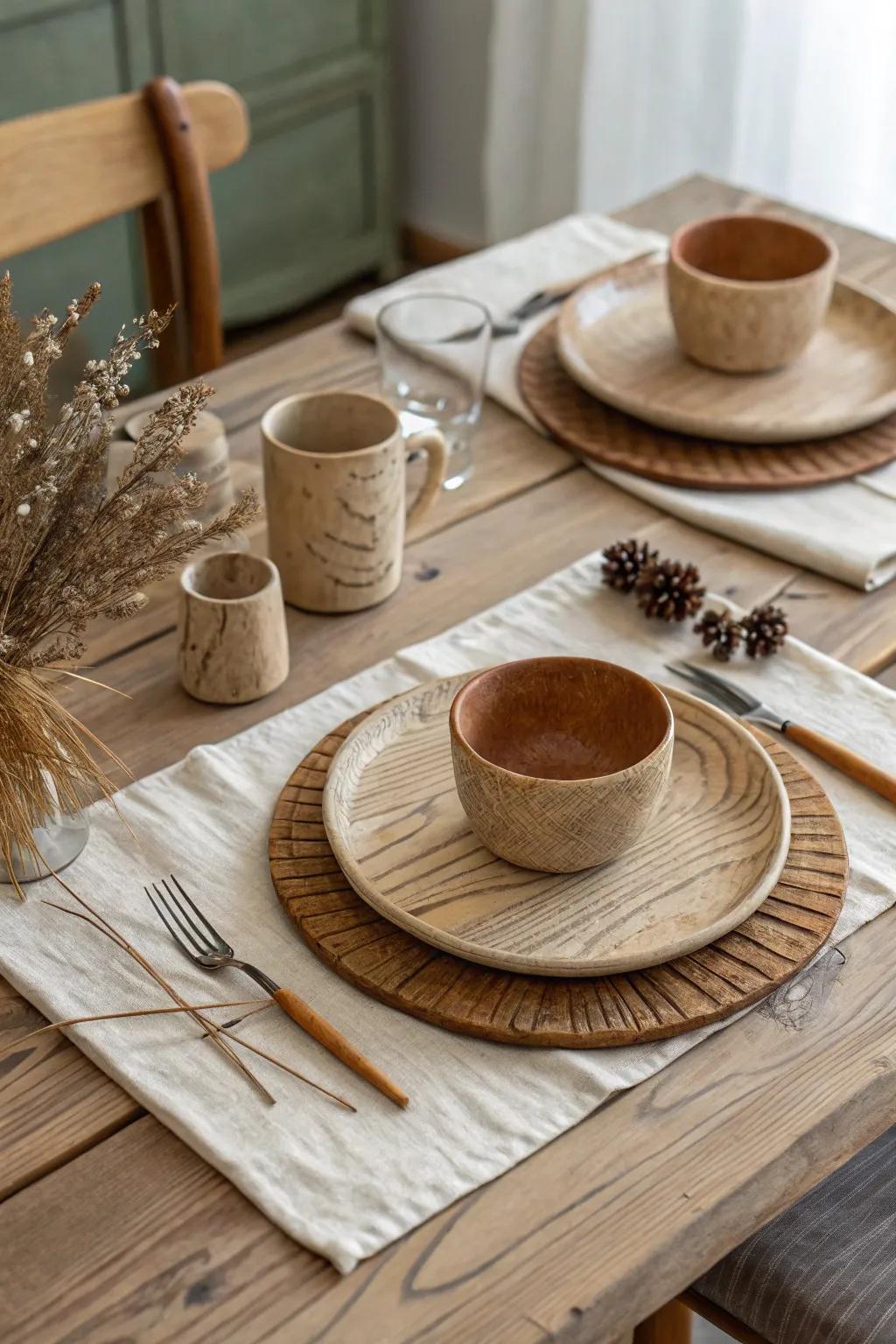 Wood-look contact paper adds rustic charm to any table.