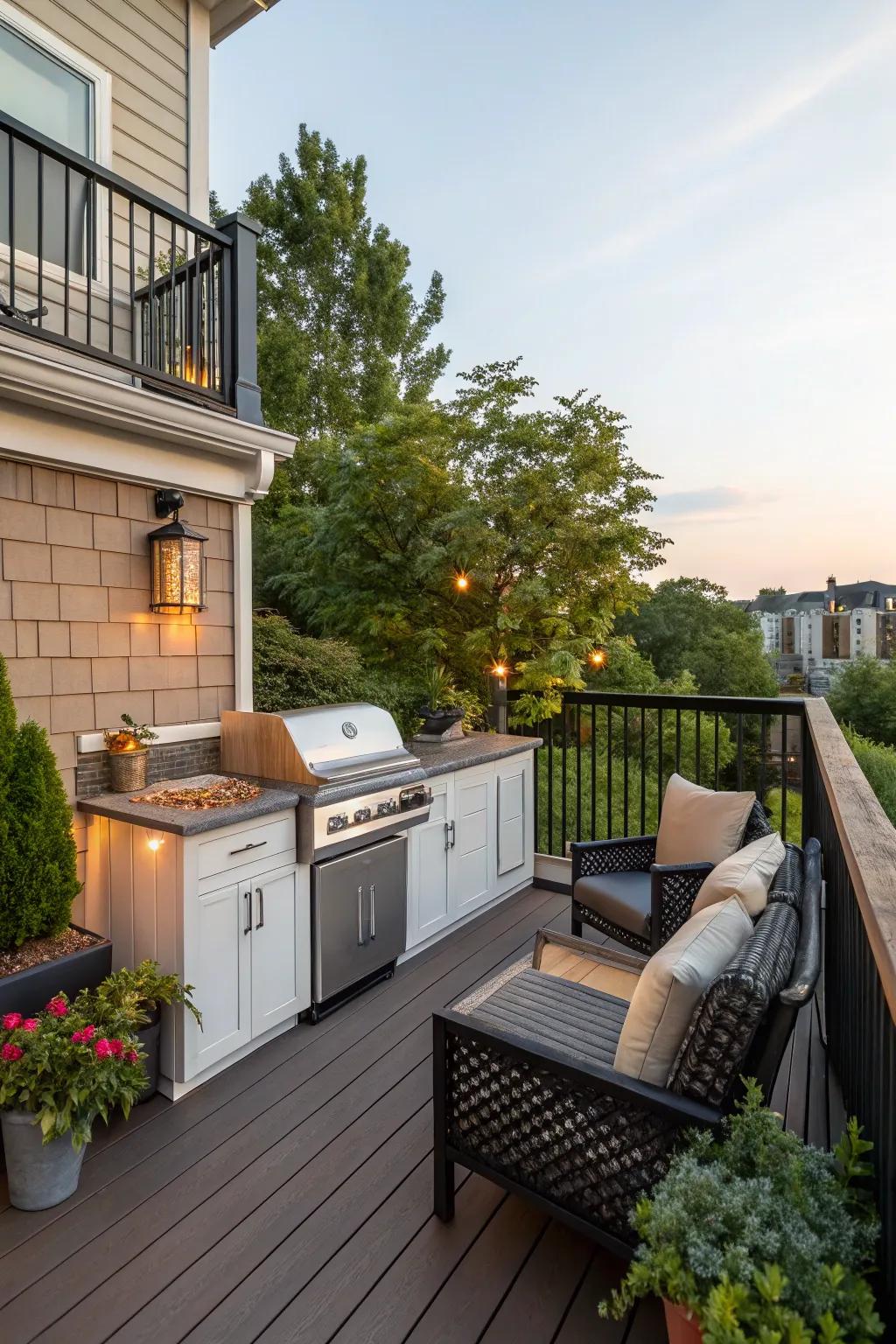 An outdoor kitchen can turn a deck into a culinary oasis.