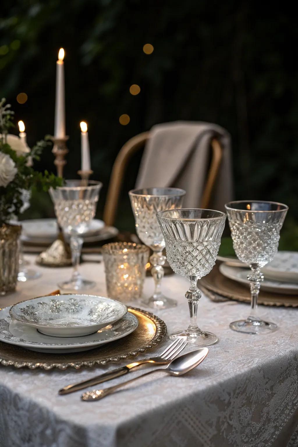 Vintage crystal and silver bring timeless elegance to your party.