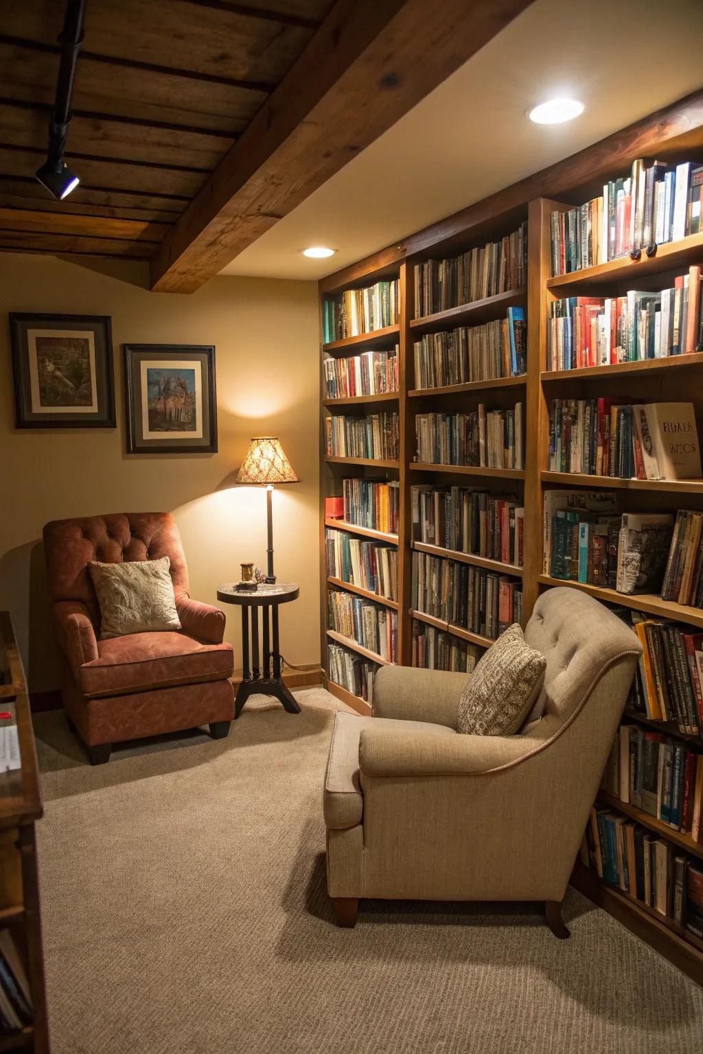 Immerse yourself in a world of books with a dedicated library nook.