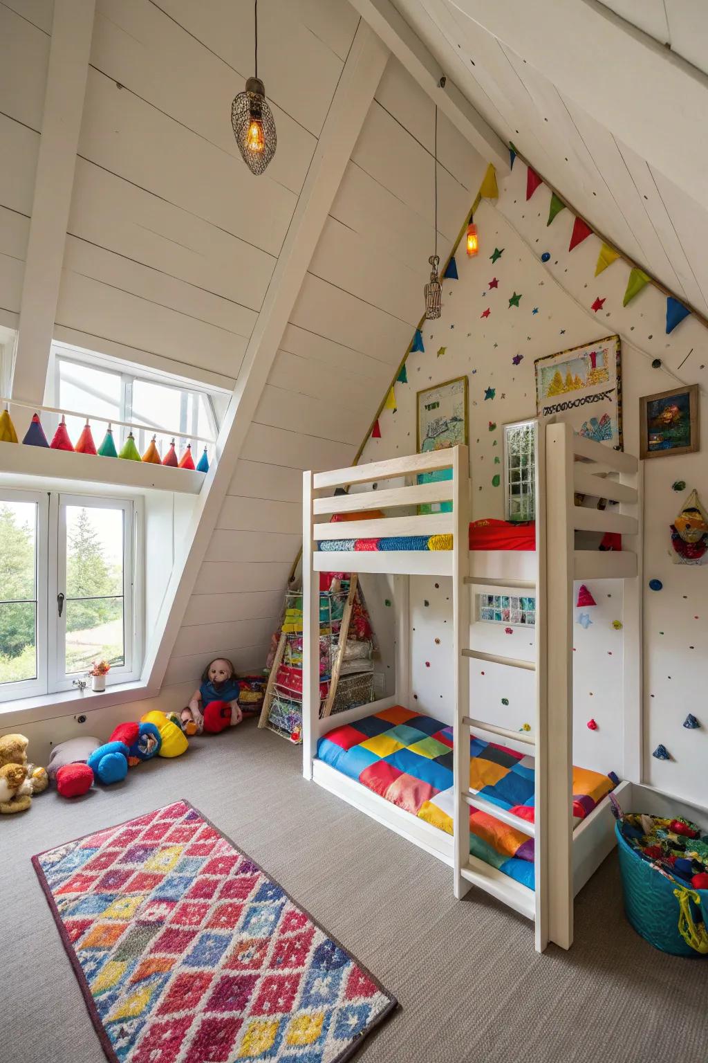 Create a playful attic space that fuels children's imagination.