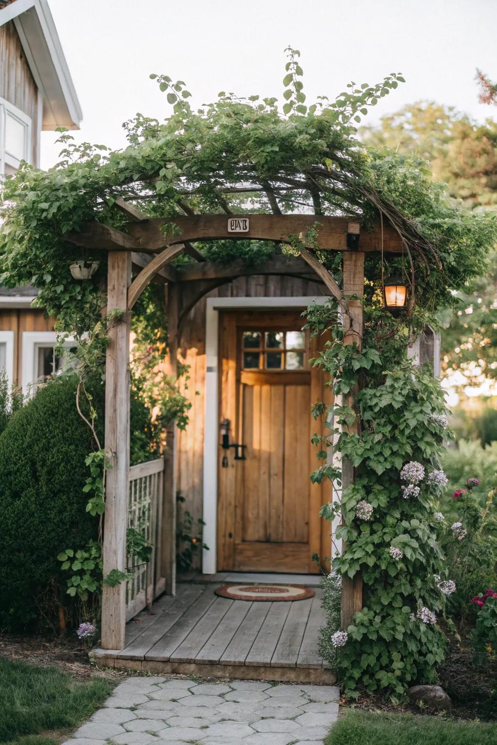 A cottagecore-inspired arbor for a fairy tale entrance.
