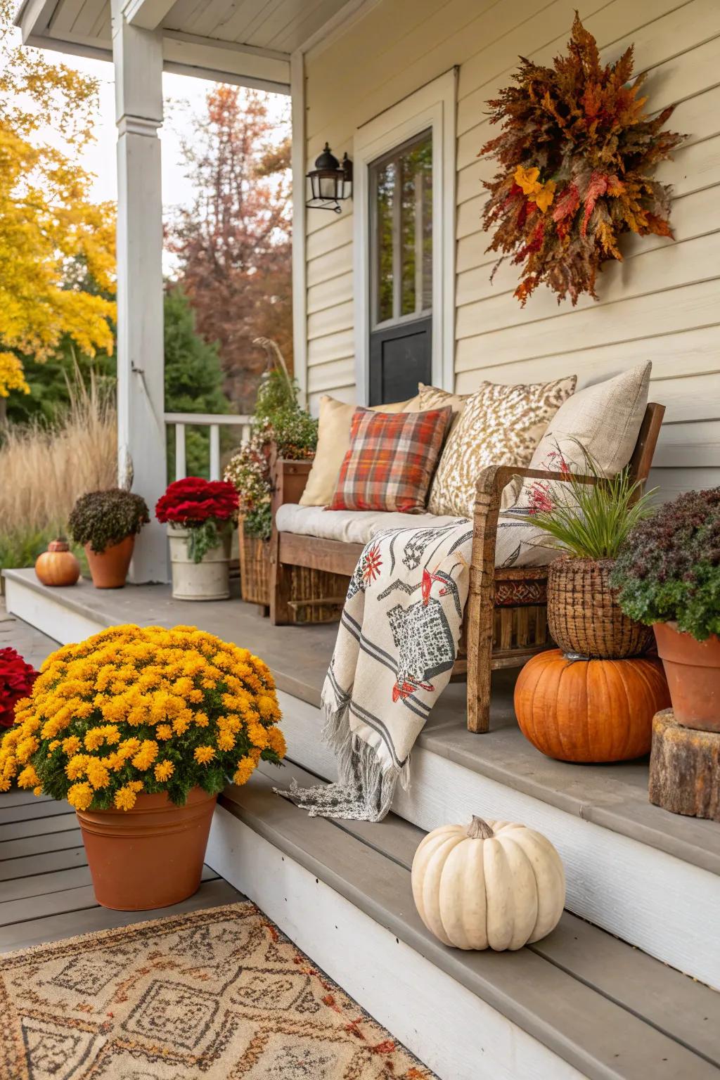 Refresh your porch with seasonal decor changes.