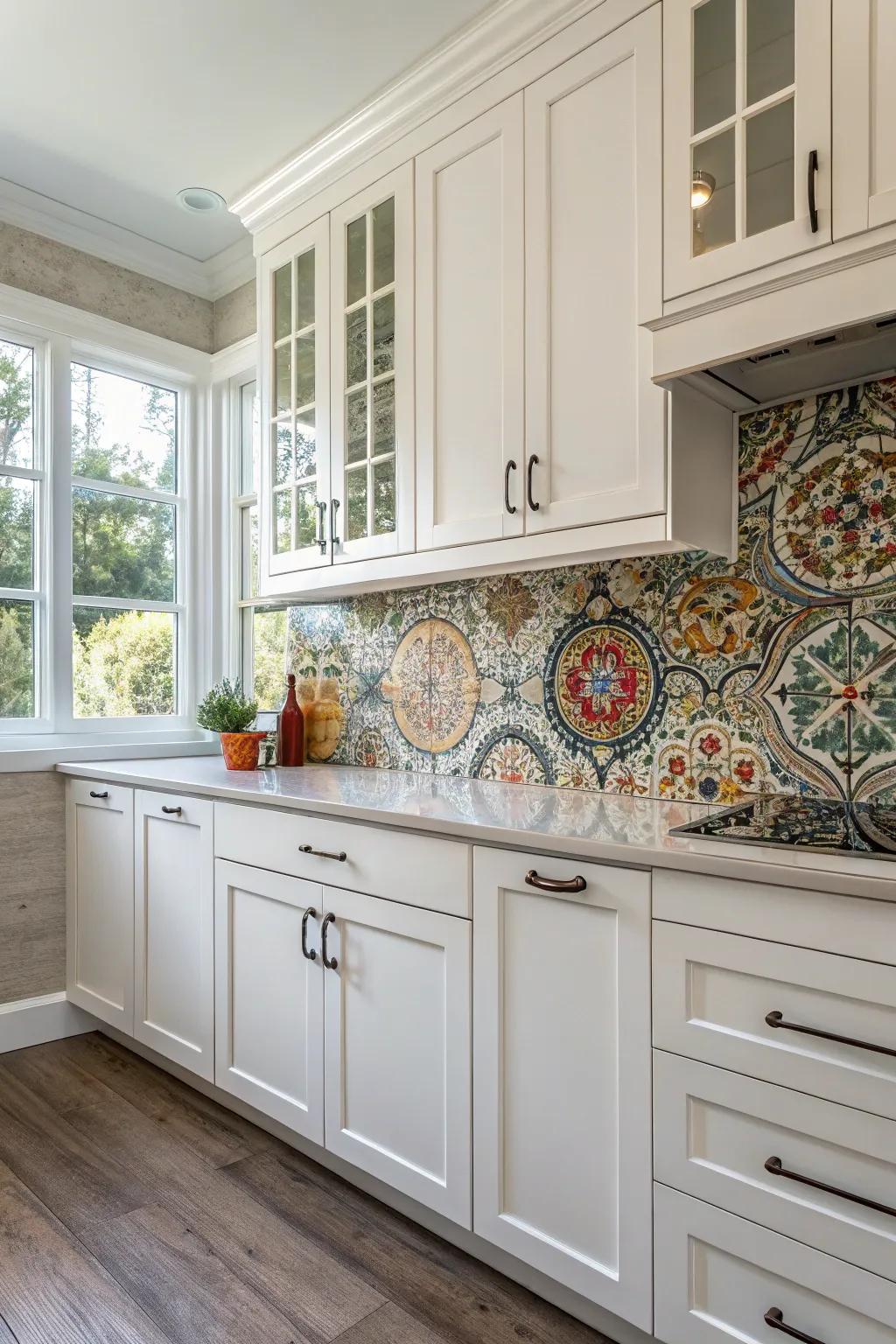 Mosaic tiles add an artistic and intricate touch