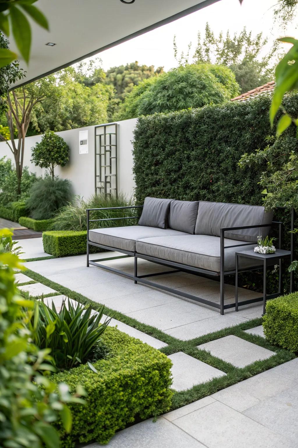 Industrial couches offer a modern edge to your backyard.