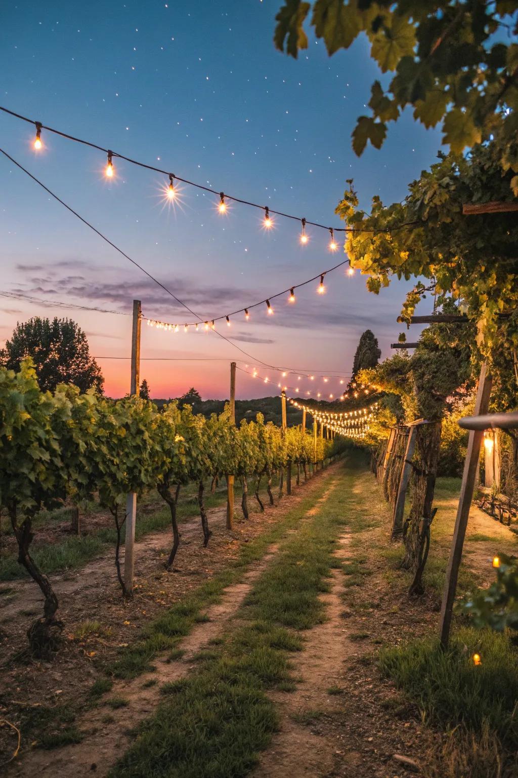 Enchant your vineyard with warm, inviting lighting.