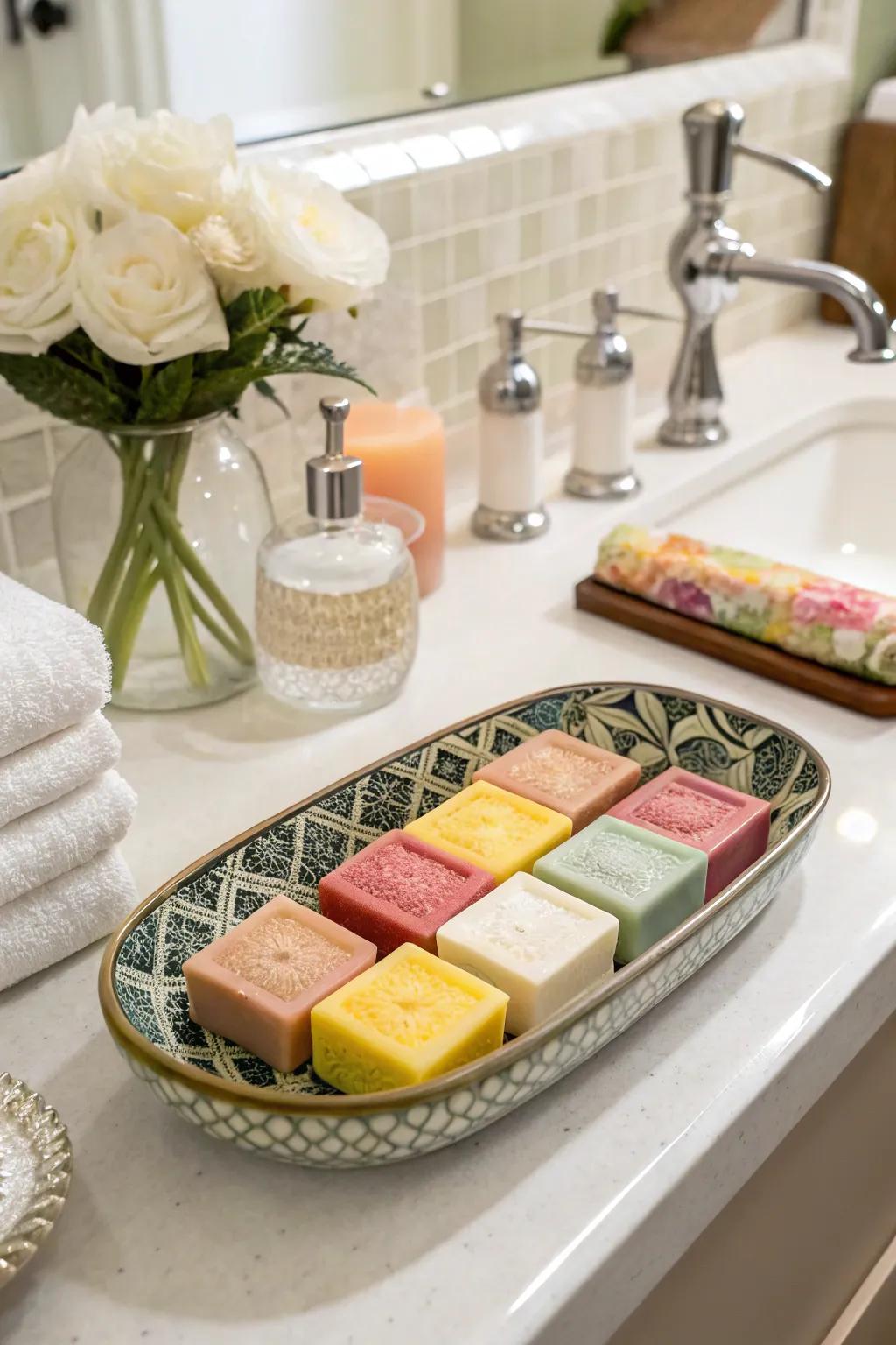 Sculptural soaps add elegance and functionality to your counter.