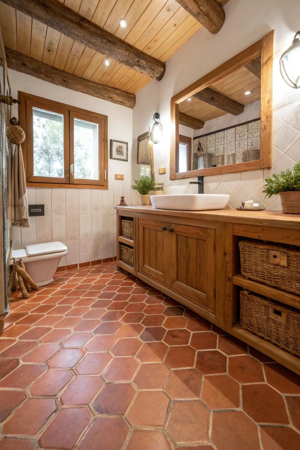 Terracotta tiles add warmth and rustic charm.